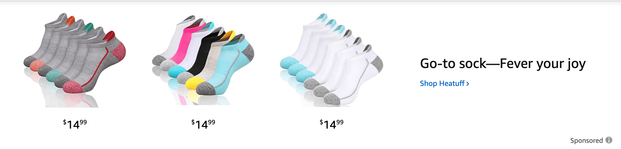 sponsored sock product on amazon